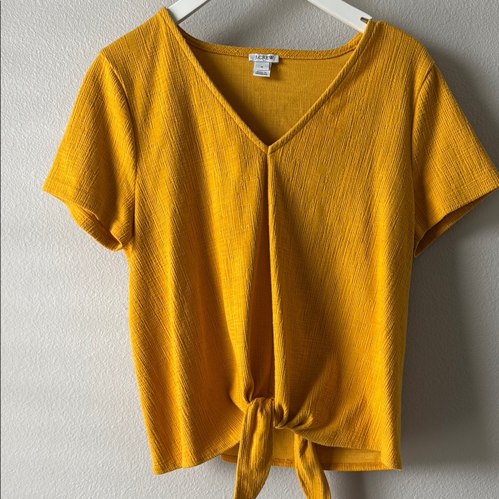 J. Crew Yellow Tie Front Ribbed T-Shirt